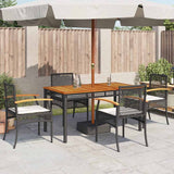 Vidaxl tuinstoelen 4 st met kussens poly rattan en acaciahout zwart