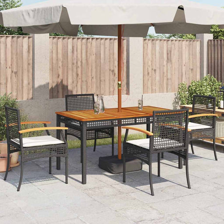 Vidaxl tuinstoelen 4 st met kussens poly rattan en acaciahout zwart