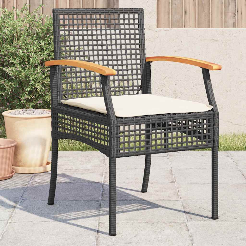 Vidaxl tuinstoelen 4 st met kussens poly rattan en acaciahout zwart