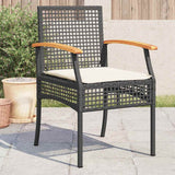 Vidaxl tuinstoelen 4 st met kussens poly rattan en acaciahout zwart