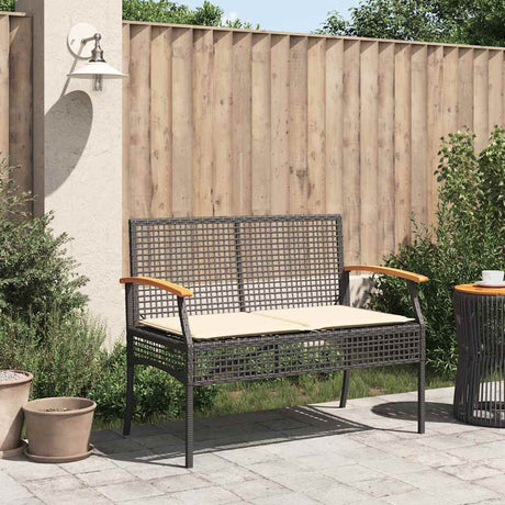Vidaxl tuinbank met kussen poly rattan en acaciahout zwart