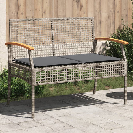 Vidaxl tuinbank met kussen poly rattan en acaciahout grijs