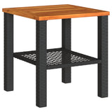 Vidaxl tuintafel 40x40x42 cm poly rattan en acaciahout zwart