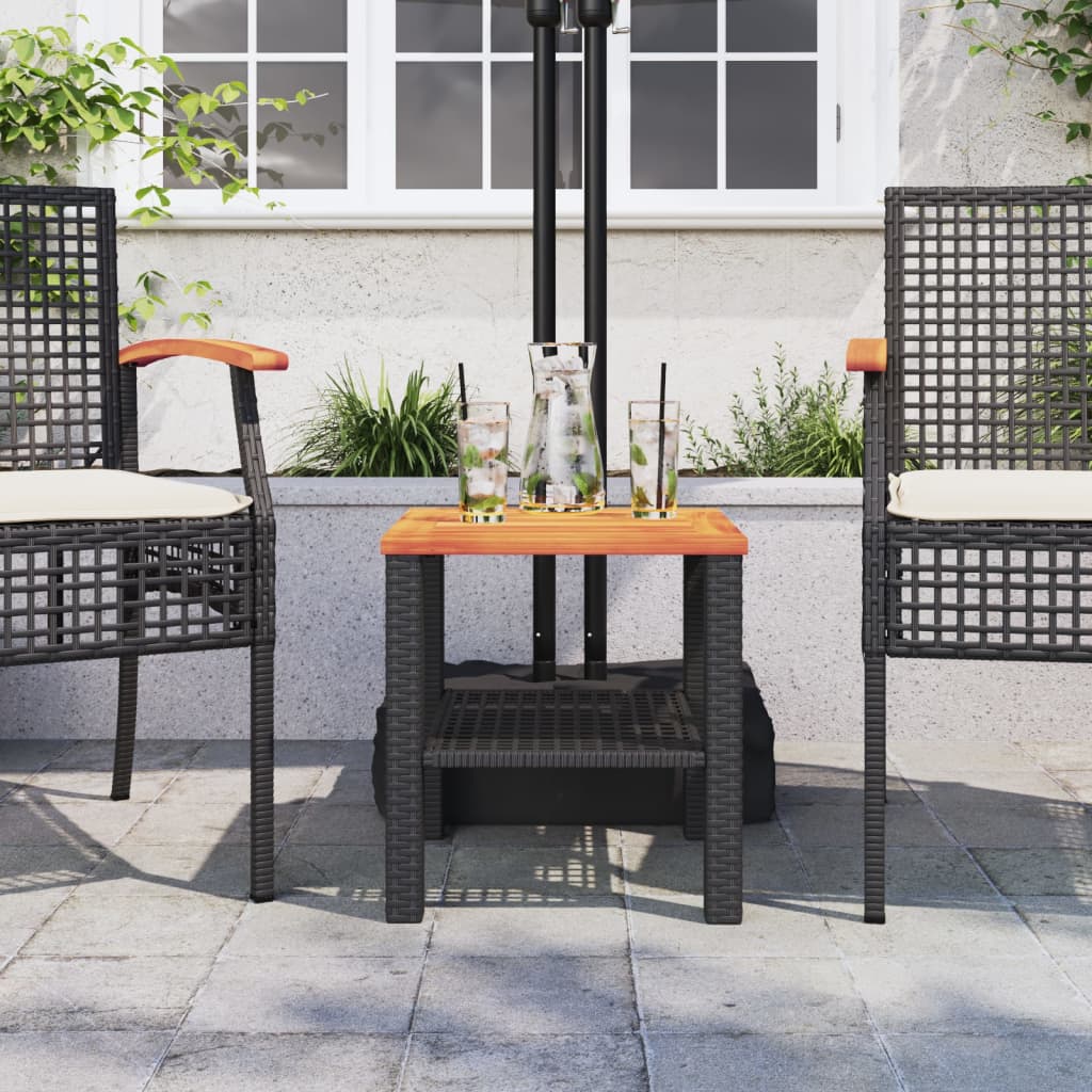 Vidaxl tuintafel 40x40x42 cm poly rattan en acaciahout zwart