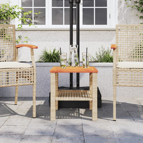 Vidaxl tuintafel 40x40x42 cm poly rattan en acaciahout beige