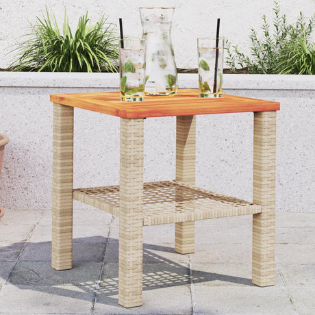 Vidaxl tuintafel 40x40x42 cm poly rattan en acaciahout beige