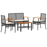 Vidaxl 4-delige loungeset met kussens poly rattan zwart