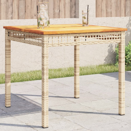 Vidaxl tuintafel 80x80x75 cm poly rattan en acaciahout beige