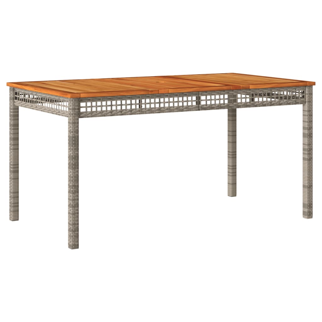 Vidaxl tuintafel 140x80x75 cm poly rattan en acaciahout grijs