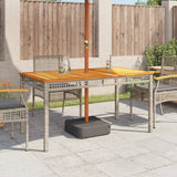 Vidaxl tuintafel 140x80x75 cm poly rattan en acaciahout grijs