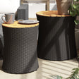 Vidaxl tuinbijzettafels 2 st met houten blad poly rattan zwart
