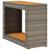 Vidaxl tuinbijzettafel met houten blad 100x40x75 cm poly rattan grijs