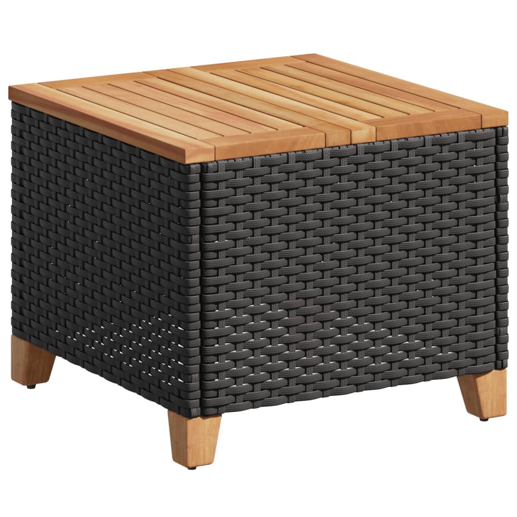 Vidaxl tuintafel 45x45x37 cm poly rattan en acaciahout zwart