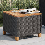Vidaxl tuintafel 45x45x37 cm poly rattan en acaciahout zwart
