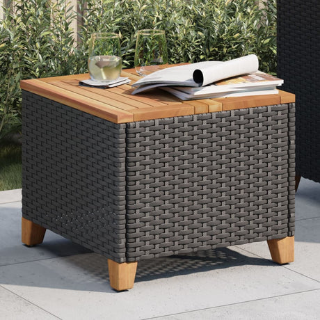 Vidaxl tuintafel 45x45x37 cm poly rattan en acaciahout zwart