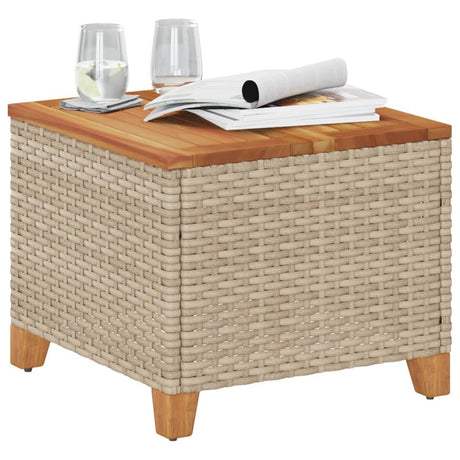 Vidaxl tuintafel 45x45x37 cm poly rattan en acaciahout beige