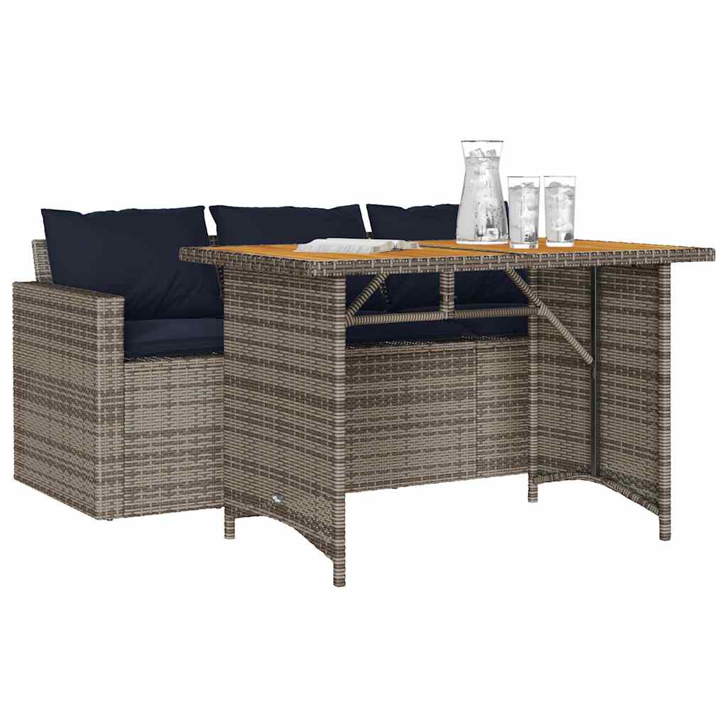 Vidaxl 2-delige tuinset met kussens poly rattan grijs