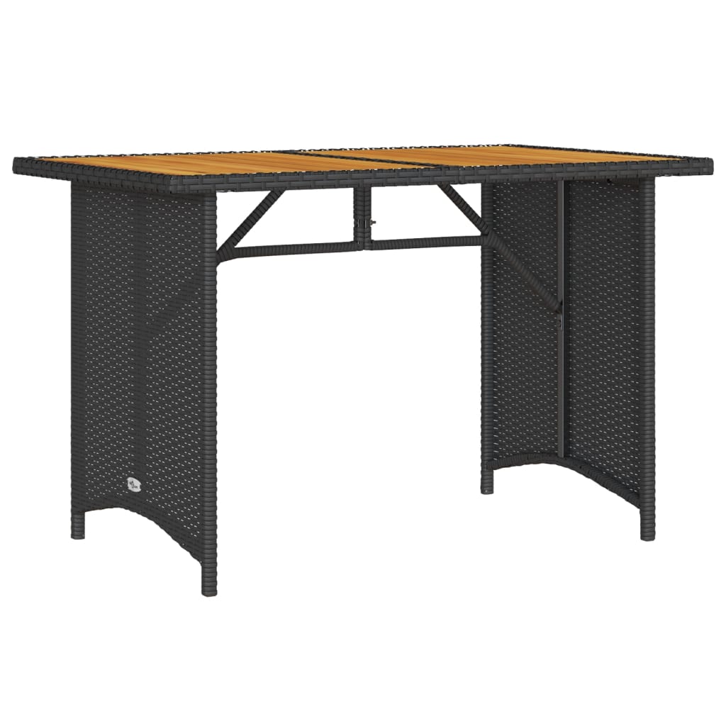 Vidaxl tuintafel met houten blad 110x68x70 cm poly rattan zwart