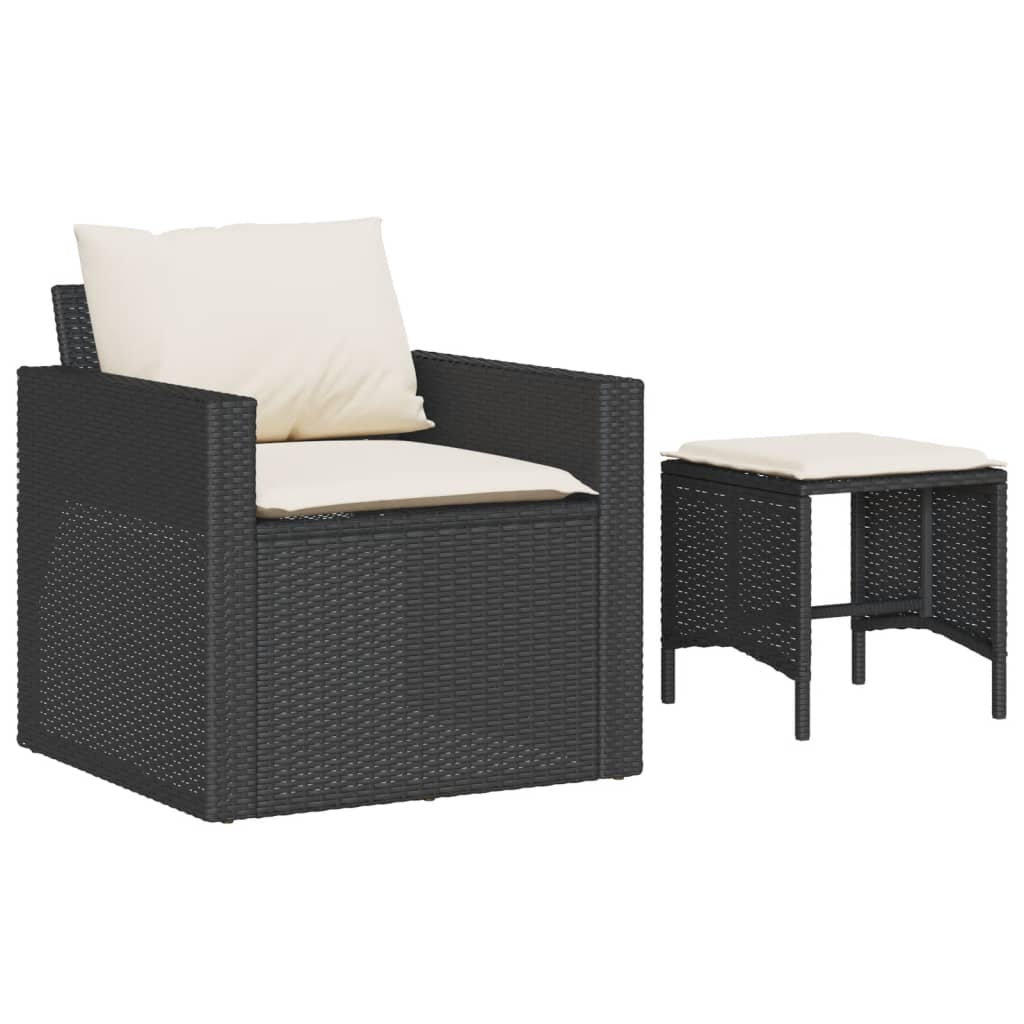Vidaxl 4-delige loungeset met kussens poly rattan zwart
