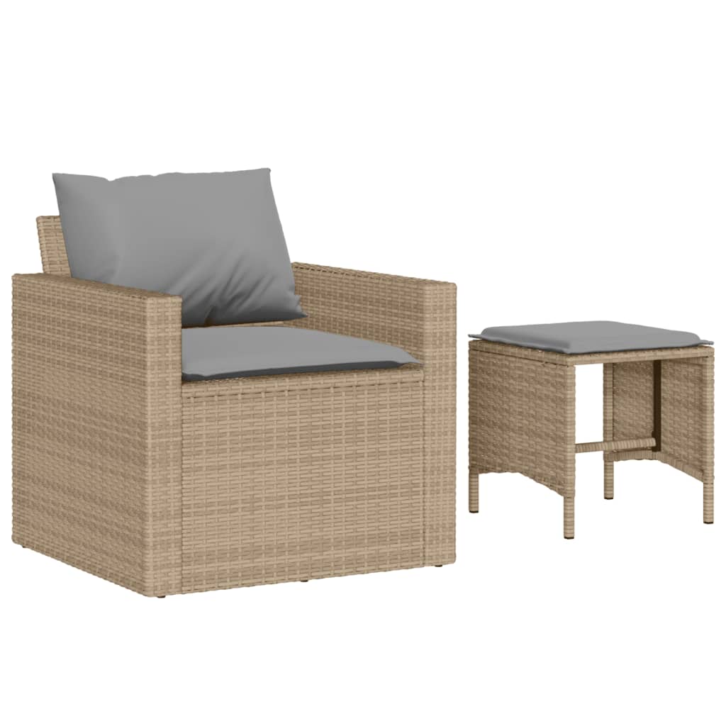 Vidaxl 4-delige loungeset met kussens poly rattan beige