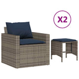 Vidaxl 4-delige loungeset met kussens poly rattan grijs
