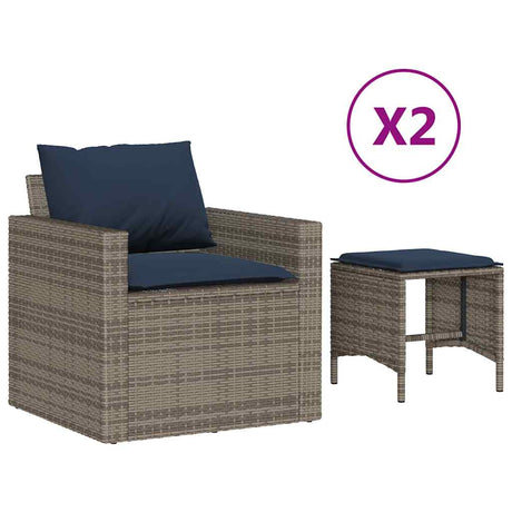 Vidaxl 4-delige loungeset met kussens poly rattan grijs