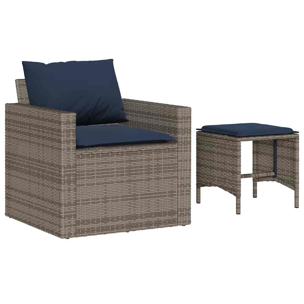 Vidaxl 4-delige loungeset met kussens poly rattan grijs
