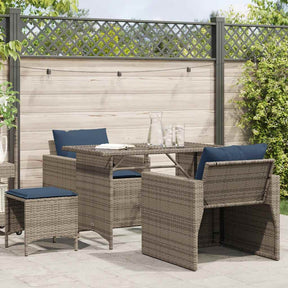 Vidaxl 4-delige loungeset met kussens poly rattan grijs