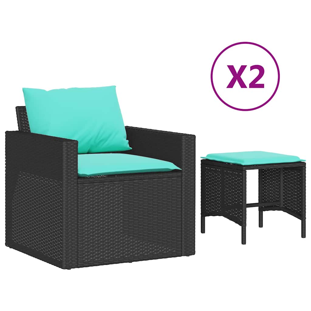 Vidaxl 4-delige loungeset met kussens poly rattan zwart
