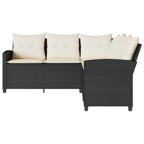 Vidaxl loungebank met kussens l-vormig poly rattan zwart