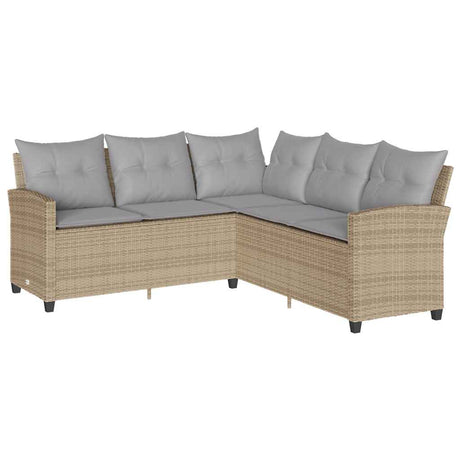 Vidaxl loungebank met kussens l-vormig poly rattan beige