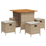 Vidaxl 5-delige tuinset met kussens poly rattan beige