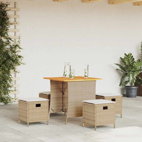 Vidaxl 5-delige tuinset met kussens poly rattan beige