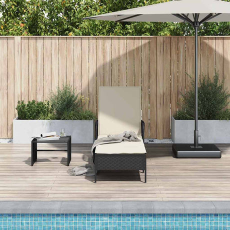 Vidaxl ligstoel poly rattan zwart en cream wit