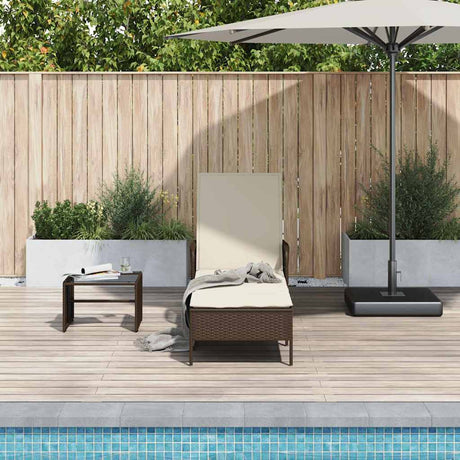 Vidaxl ligstoel poly rattan bruin en crème wit