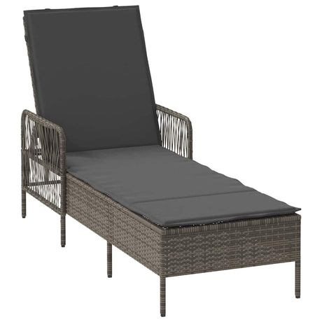 Vidaxl ligstoel poly rattan grijs en donkergrijs
