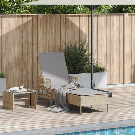 Vidaxl ligstoel poly rattan beige en licht grijs