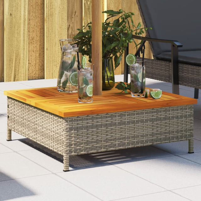 Vidaxx Sonnenschirmständerabdeckung 70x70x25 cm Polyrattan Akazienholz grau