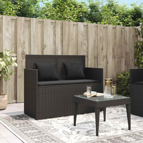 Vidaxl tuinbank met kussens poly rattan zwart