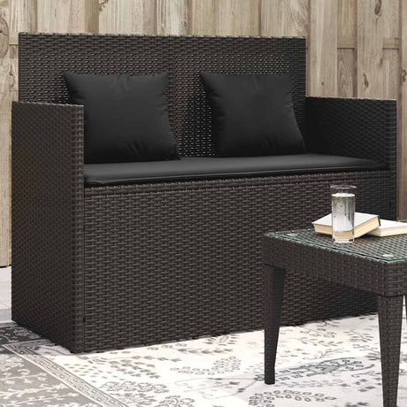 Vidaxl tuinbank met kussens poly rattan zwart