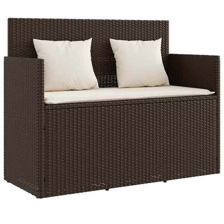 Vidaxl tuinbank met kussens poly rattan bruin