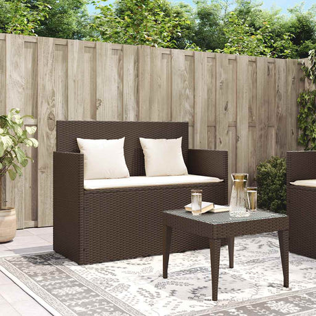 Vidaxl tuinbank met kussens poly rattan bruin