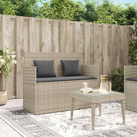 Vidaxl tuinbank met kussens poly rattan lichtgrijs