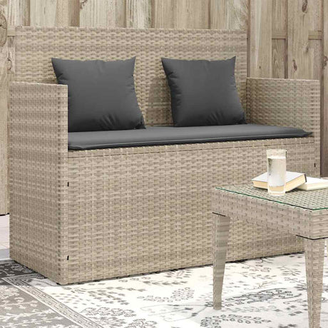 Vidaxl tuinbank met kussens poly rattan lichtgrijs