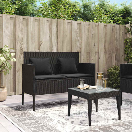 Vidaxl tuinbank met kussens poly rattan zwart