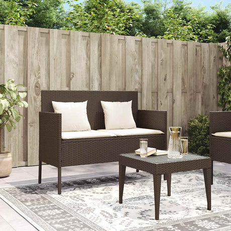 Vidaxl tuinbank met kussens poly rattan bruin