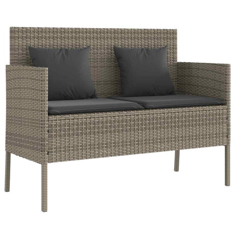 Vidaxl tuinbank met kussens poly rattan grijs