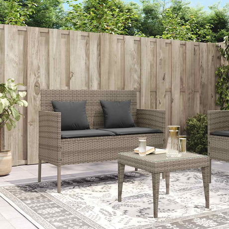 Vidaxl tuinbank met kussens poly rattan grijs