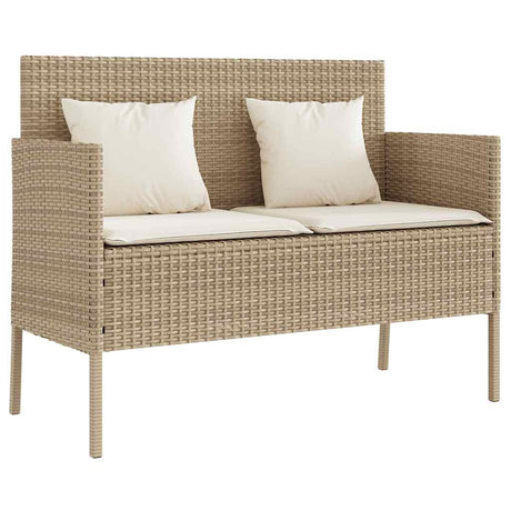 Vidaxl tuinbank met kussens poly rattan beige