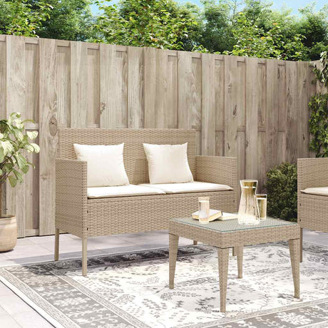 Vidaxl tuinbank met kussens poly rattan beige